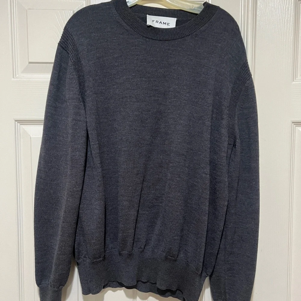 Frame Merino Wool Knit Gray Men’s sweater Size Medium closet Capsule‎ smart